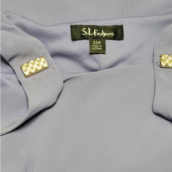 SL FASHIONS Cornflower Blue Tiered Dress 22W Formalwear Sleeveless Layered Party - Picture 6 of 8